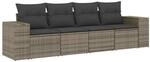 vidaXL 4-Tlg Garten-Sofagarnitur mit Kissen Grau Poly Rattan 3222279