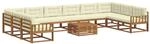 vidaXL Outdoor-Sofagarnitur mit Kissen 11-Tlg Natur und Creme 3368268