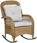 Outsunny Rattan Schaukelstuhl mit Kissen