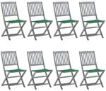 vidaXL Klappbare Gartenst&uuml;hle 8 Stk mit Kissen Massivholz Akazie 3078295