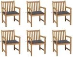 vidaXL Gartenst&uuml;hle 6 Stk mit Anthrazit Kissen Massivholz Teak 3073031