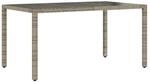 vidaXL Gartentisch mit Glasplatte Grau 150x90x75 cm Poly Rattan 365532