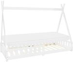 ML-Design Kinderbett Tipi 90x200 cm Wei&szlig; Matratze H10cm Rausfallschutz