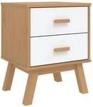 vidaXL Nachttisch OLDEN Wei&szlig; und Braun Massivholz Kiefer 358584