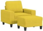 vidaXL Sessel mit Hocker Hellgelb 60 cm Stoff 3201148