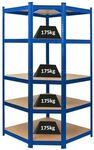 PROREGAL Eckregal Ragnar f&uuml;r Gesamtlast 875 kg HxBxT 180 x 90 x 60 cm Blau