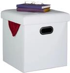 Relaxdays Hocker Kunstleder Wei&szlig; Faltbar 39 cm x 37 cm x 37 cm 2,8 kg