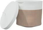 vidaXL Aufbewahrungskorb mit Deckel Braun & Wei&szlig; &Oslash;40x35 cm Baumwolle 358500