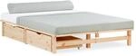 Homestyle4u Palettenbett 140 x 200 cm mit Lattenrost und Bettk&auml;sten in Braun...