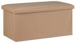 Relaxdays Sitzbank Kunstleder Beige Faltbar Mit Stauraum 37,5 cm x 76,5 cm x 38,5 cm