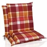 Beautissu 2er Set Sunny RO Niedriglehner Auflagen 100x50 cm in Rot Kariert
