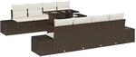 vidaXL Gartensofa-set mit Kissen 9-Tlg Braun und Creme Poly-Rattan 3349144