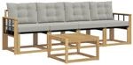 vidaXL Outdoor-Sofagarnitur mit Kissen 5-Tlg Wei&szlig; und Hellgrau 3389193