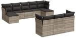 vidaXL 10-Tlg Garten-Sofagarnitur mit Kissen Hellgrau Poly Rattan 3250171