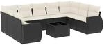 vidaXL 10-Tlg Garten-Sofagarnitur mit Kissen Schwarz Poly Rattan 3254143
