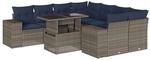 vidaXL 9-Tlg Gartensofa-Set mit Kissen Grau Polyrattan 3269061