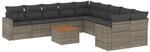 vidaXL 11-Tlg Garten-Sofagarnitur mit Kissen Grau Poly Rattan 3224317