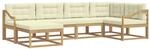vidaXL Outdoor-Sofagarnitur mit Kissen 5-Tlg Wei&szlig; und Creme Polyester 3386704