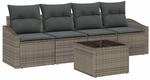 vidaXL Sofa Set mit Kissen 5-Tlg Grau Poly-Rattan 3346589