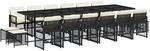 vidaXL 17-tlg Garten-Essgruppe mit Kissen Schwarz Poly Rattan Modell 24
