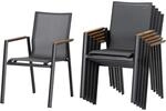 Acamp Stapelstuhl Vegas Aluminium mit Armlehnen Anthrazit Grau 6er Set
