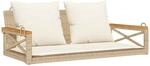 furnicato H&auml;ngebank mit Kissen Beige 109x62x40 cm Poly Rattan