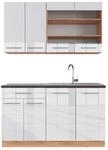 Vicco Fame-Line Singlek&uuml;che Wei&szlig; Hochglanz/Goldkraft Eiche 140 cm AP...