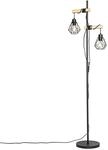 QAZQA Land Stehlampe Schwarz mit Holz 2-Licht Chon