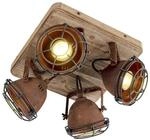 QAZQA Industriestrahler rostBraun mit Holz Kippbar 4 Licht Gina