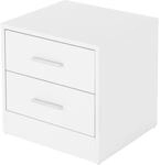 ML-Design Nachttisch mit 2 Schubladen Wei&szlig; aus Holz 38 x 37 x 34 cm Alu Griffe