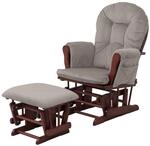 MCW Relaxsessel C76 mit Hocker Stoff Cord &Ouml;ko-Tex Hellgrau Gestell Dunkel