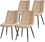 ML-Design Esszimmerst&uuml;hle 4Er Set Hellbraun mit Stoffbezug mit R&uuml;ckenlehne