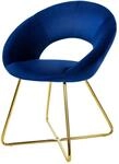 ML-Design Esszimmerstuhl Wohnzimmerstuhl aus Samt Blau mit Runder R&uuml;ckenlehne