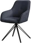 ML-Design Esszimmerstuhl Drehbar aus Textil Webstoff Schwarz mit Arm R&uuml;ckenlehne