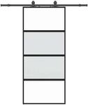 vidaXL Schiebet&uuml;r mit Beschlag Schwarz 90x205 cm Hartglas 3375830