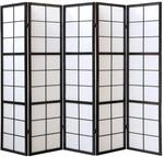 Homestyle4u 5-tlg. Paravent Shoji in Schwarz 220x175 cm 283