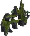 Relaxdays Aquarium Deko Felsen Polyresin Grau Gr&uuml;n 17 cm x 23,5 cm x 8,5 cm 450 g