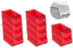 SparSet 10 x Rote Sichtlagerbox 4.1 Mit Griffstange und Abdeckung HxBxT 15 x 20...
