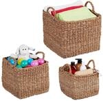 Relaxdays Aufbewahrungskorb Seegras Natur 3-tlg. 20 cm x 25 cm x 25 cm