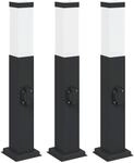 vidaXL Pollerleuchten mit Steckdose 3 Stk 50 cm Schwarz IP44 4006084