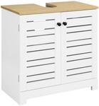 SoBuy Waschbeckenunterschrank mit Lamellent&uuml;ren MDF Wei&szlig; 60 cm BZR40-W