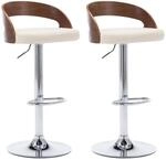 vidaXL Barhocker 2 Stk Cremewei&szlig; Kunstleder und Bugholz 283145