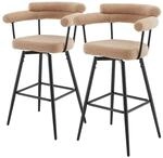 ML-Design Barhocker Drehbar 2Er Set Braun mit Teddy-Stoff 76 cm Hoch