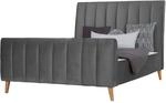 Homestyle4u Polsterbett 140x200 mit Lattenrost Grau Anthrazit Samt Doppelbett...