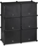 Relaxdays Schuhschrank Kunststoff Metall Schwarz 12 F&auml;cher Modular Erweiterbar 95 cm