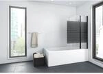 Aurlane Badewannenfaltwand Black Lines 2 Schwarz 100 cm x 140 cm 2-teilig