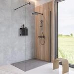 Schulte Walk In Frontteil Alexa Style 2.0 Mattschwarz Klar Hell 200 cm x 120 cm