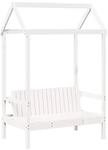 vidaXL Bank mit Dach Wei&szlig; 117,5x70x176,5 cm Massivholz Kiefer 846995