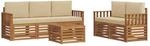 vidaXL Sofagarnituren 6 Tlg Natur und Beige Massivholz Akazie 3374363