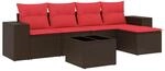 vidaXL 6-Tlg Gartensofa-Set mit Kissen Braun Polyrattan 3222503